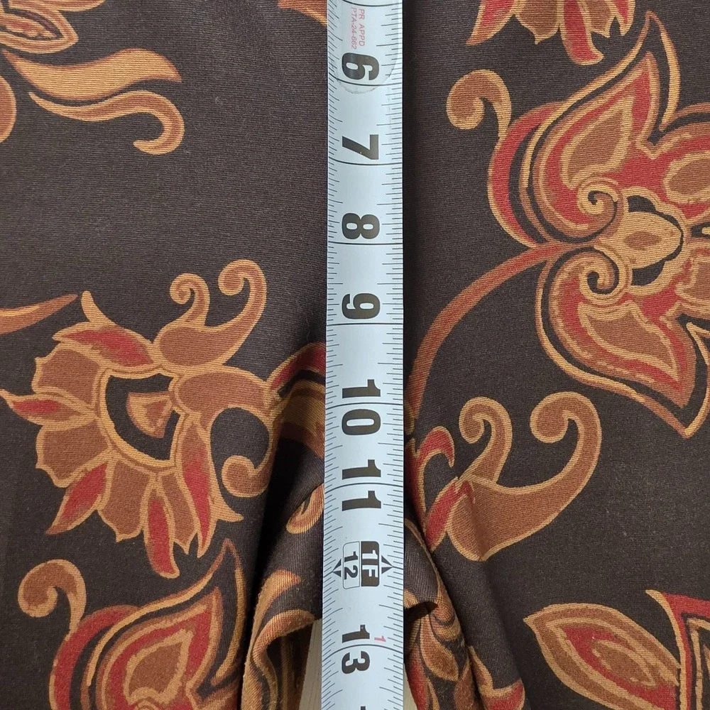 Chico's Womens 2P Brown Floral Capri Pants Petite Stretch Career Cropped 12P